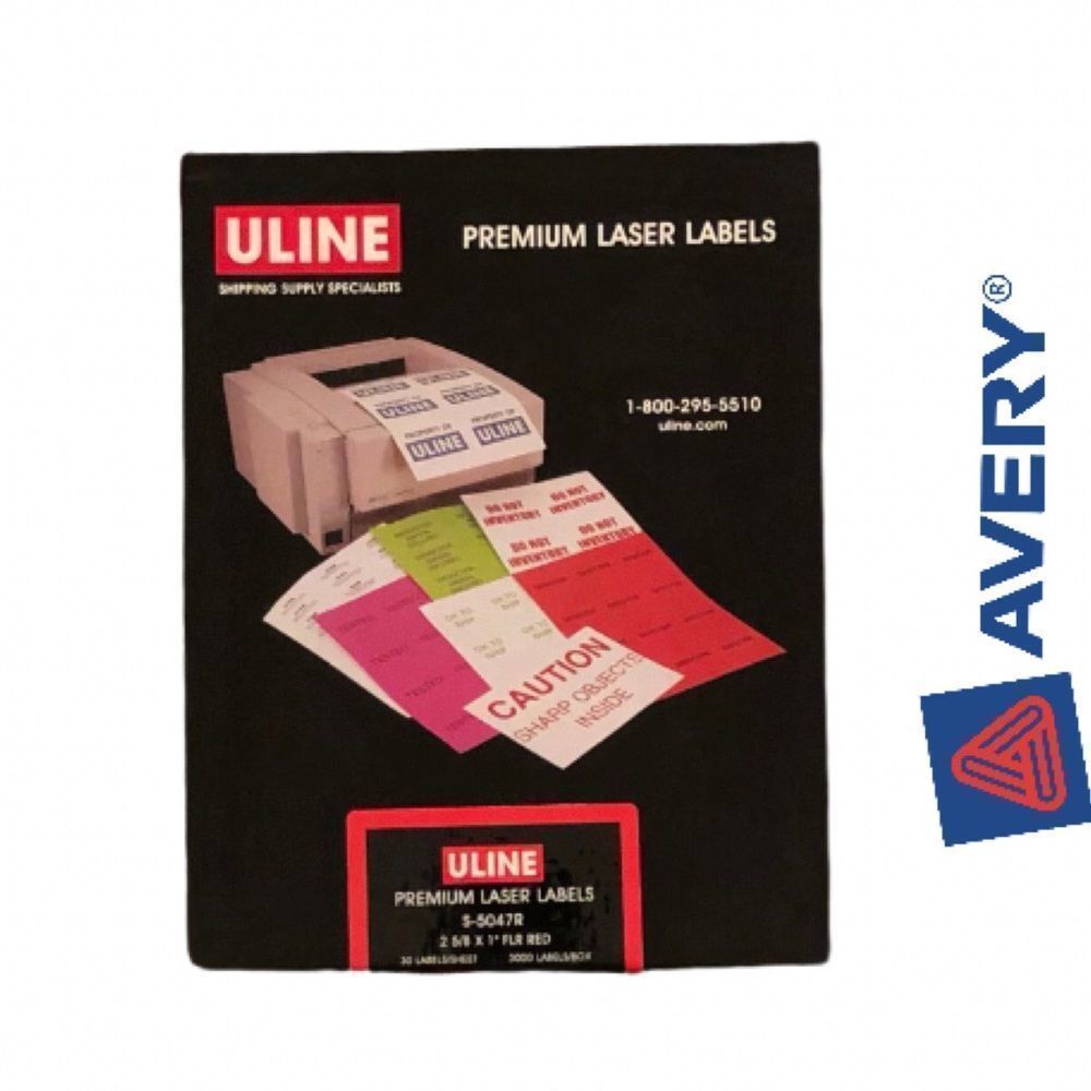 Uline Premium Laser Labels - Fluorescent Red, 3000‎ Labels S-5047R, NWOT,…